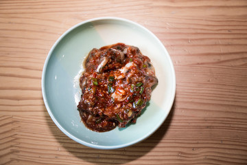 Gulhoemuchim, Spicy Raw Oysters Salad, Korean Food