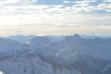 panoramic view  of winter mountains
