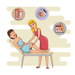 woman in treatment with hair removal icons