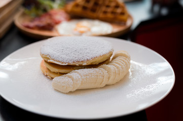 homemade pancake in mini cafe 