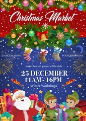 Santa Claus and elves, Christmas festive market