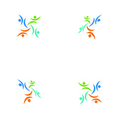 people teamwork group colorful logo template vector illustration