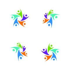 people teamwork group colorful logo template vector illustration
