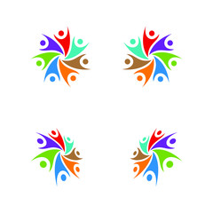 people teamwork group colorful logo template vector illustration