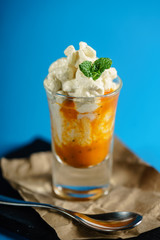 dessert with whipped cream