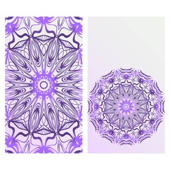Set of Template greeting card, invitation with space for text. Mandala design. Vector illustration