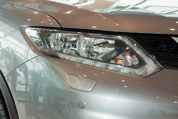 Car headlight closeup