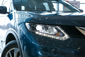 Car headlight closeup