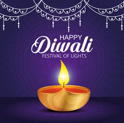 happy diwali festival of lights with candles