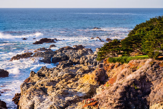 Aerial view of the dramatic Pacific Ocean coastline, California