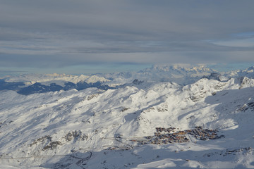 panoramic view  of winter mountains