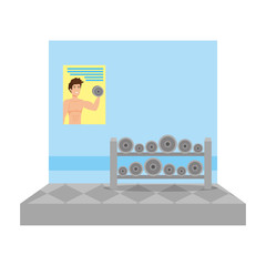 gym with weight equipment scene
