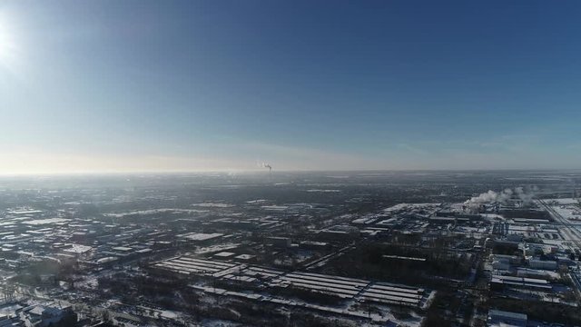 Aerial view, cold winter 