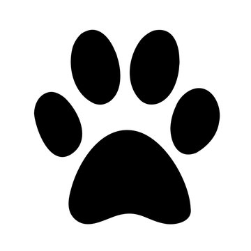 Black silhouette of a paw print, isolated