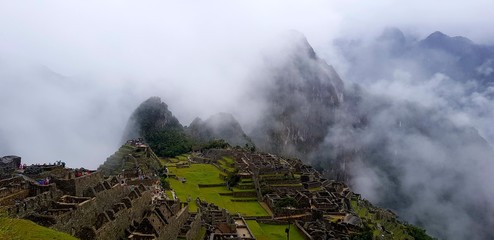 Machu Piccu on a cloudy day.