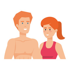 athletic couple sporting characters