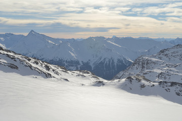 panoramic view  of winter mountains