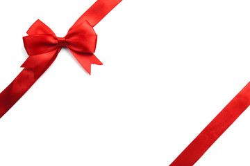 Red gift bow isolated on white background