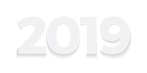 Creative text 2019 in flat design, happy new year