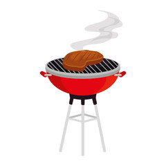 oven grill with meat steak