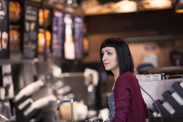 Portrait of beautiful girl in cafe