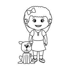 beautiful little girl with dog