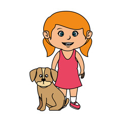 beautiful little girl with dog