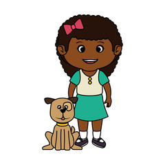 beautiful little girl with dog