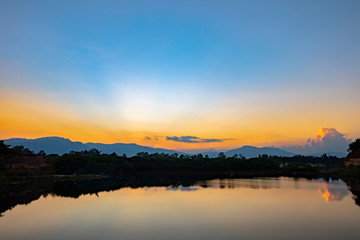 Bright Colorful Sunrise On The Lake