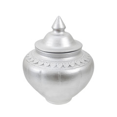 Pot of silver clay pot for Fortune isolated
