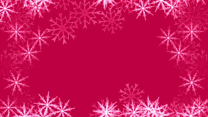 Abstract background with a variety of colorful snowflakes. Big and small.