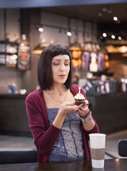 Portrait of beautiful girl in cafe