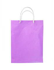 Purple paper bag isolated on white