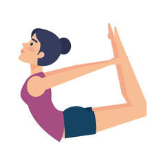 woman practicing yoga position