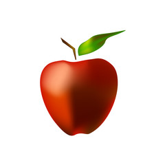 Red Apple with green leaf