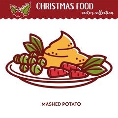 Fototapeta premium Christmas food, festive cuisine, mashed potato with peas and carrots