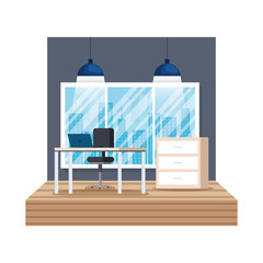 Fototapeta premium workplace office scene icon