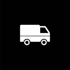 Delivery truck icon or logo - with copy space on dark background