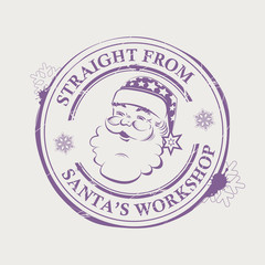 Christmas violet print with smiling Santa Claus with blots,