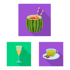 Vector design of drink and bar sign. Set of drink and party vector icon for stock.