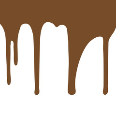 Melting chocolate dripping on white background. Vector illustration.