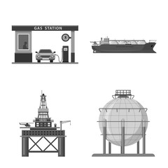 Isolated object of oil and gas logo. Collection of oil and petrol vector icon for stock.