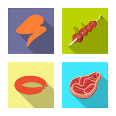 Vector illustration of meat and ham icon. Set of meat and cooking stock symbol for web.