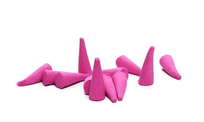 Cup shaped incense sticks isolated on white background