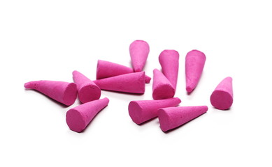 Cup shaped incense sticks isolated on white background