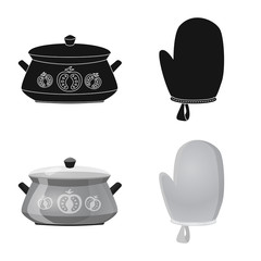 Vector illustration of kitchen and cook sign. Collection of kitchen and appliance vector icon for stock.