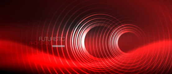 Dark abstract background with glowing neon circles