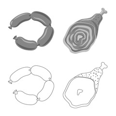 Vector illustration of meat and ham logo. Collection of meat and cooking stock vector illustration.