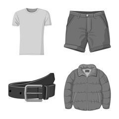 Vector illustration of man and clothing sign. Collection of man and wear stock vector illustration.