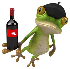 Fun french frog - 3D Illustration